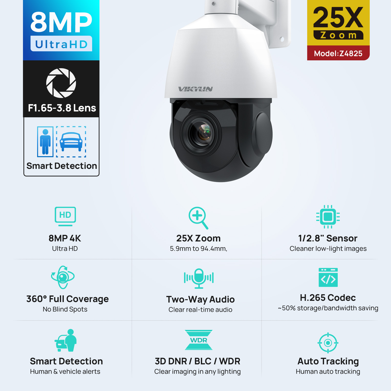 Vikylin 4K 8MP PTZ 25X Zoom 10 - Home Security Service avaliação e preço