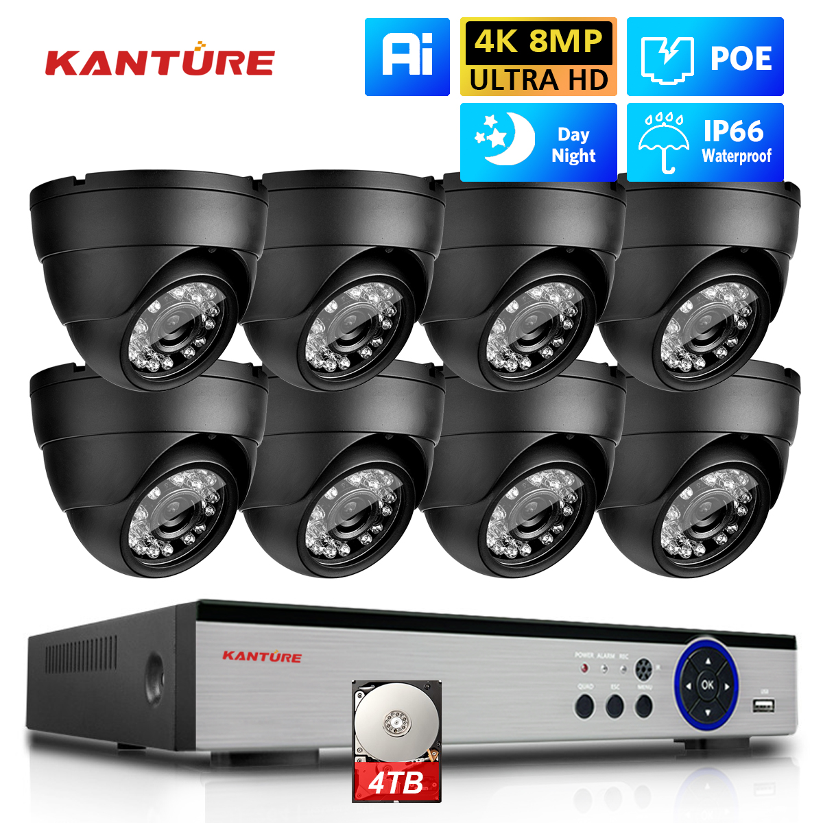 KANTURE 8CH 4K CCTV Camera Sys - Home Security Outdoor Camera System avaliação e preço