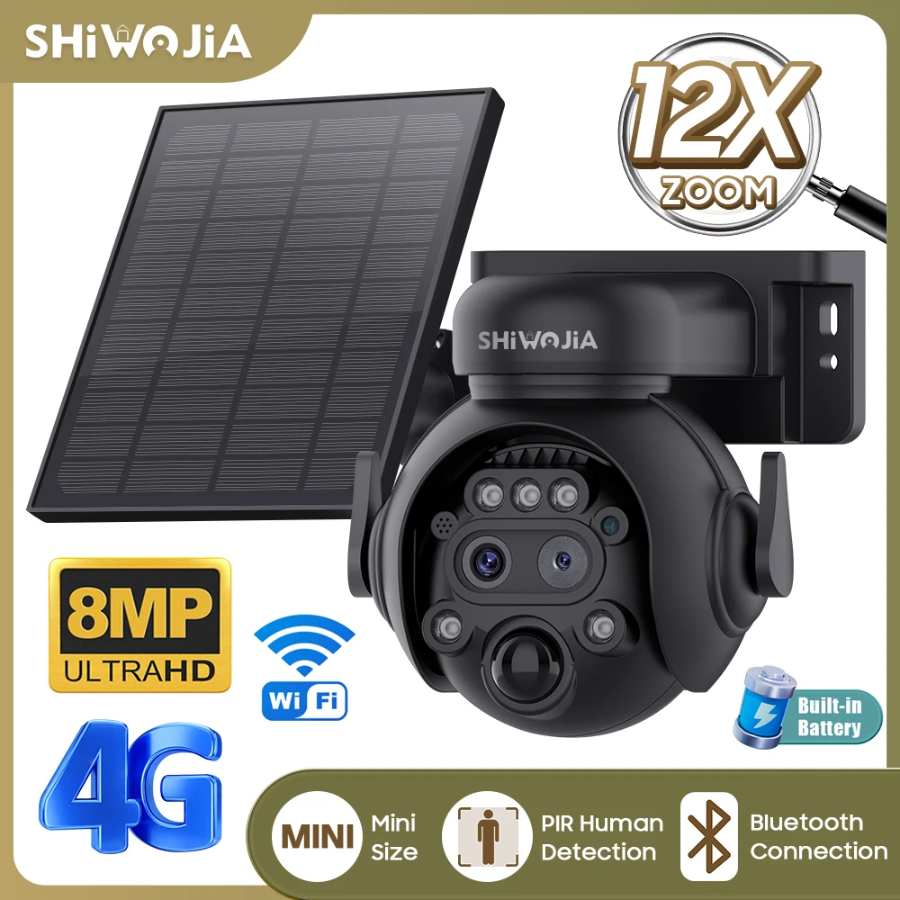 SHIWOJIA 12X Zoom 4G LTE Solar - Home Security Outdoor Camera System avaliação e preço