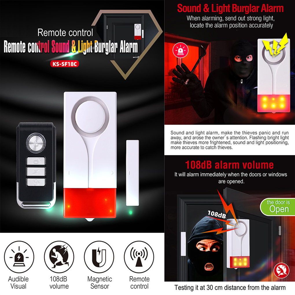 Anti-Theft Alarm 110db Loud Do - Window Alarm Sensor avaliação e preço