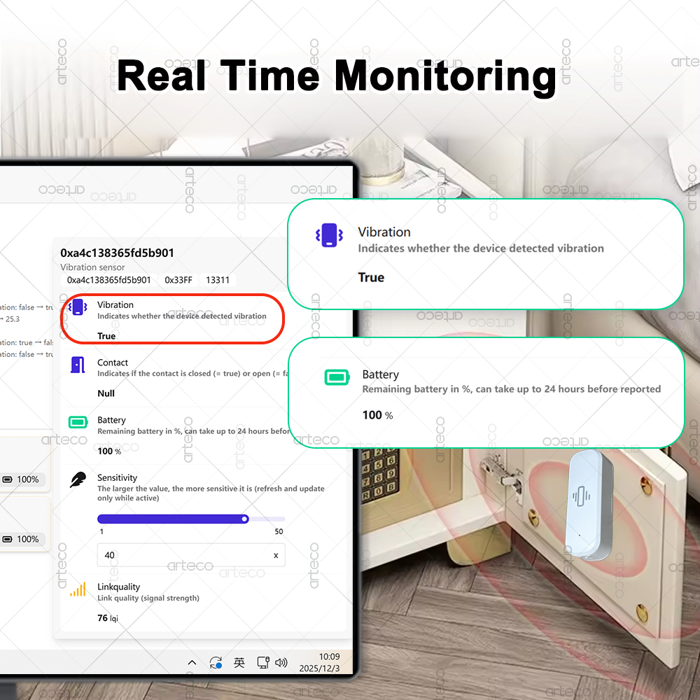 ZigBee Smart Vibration Sensor  - Home Security Device avaliação e preço
