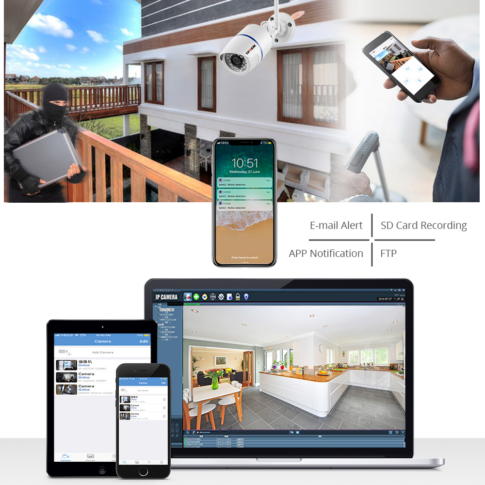 IP Camera WiFi 4MP Outdoor Hom - Home Security Beams avaliação e preço