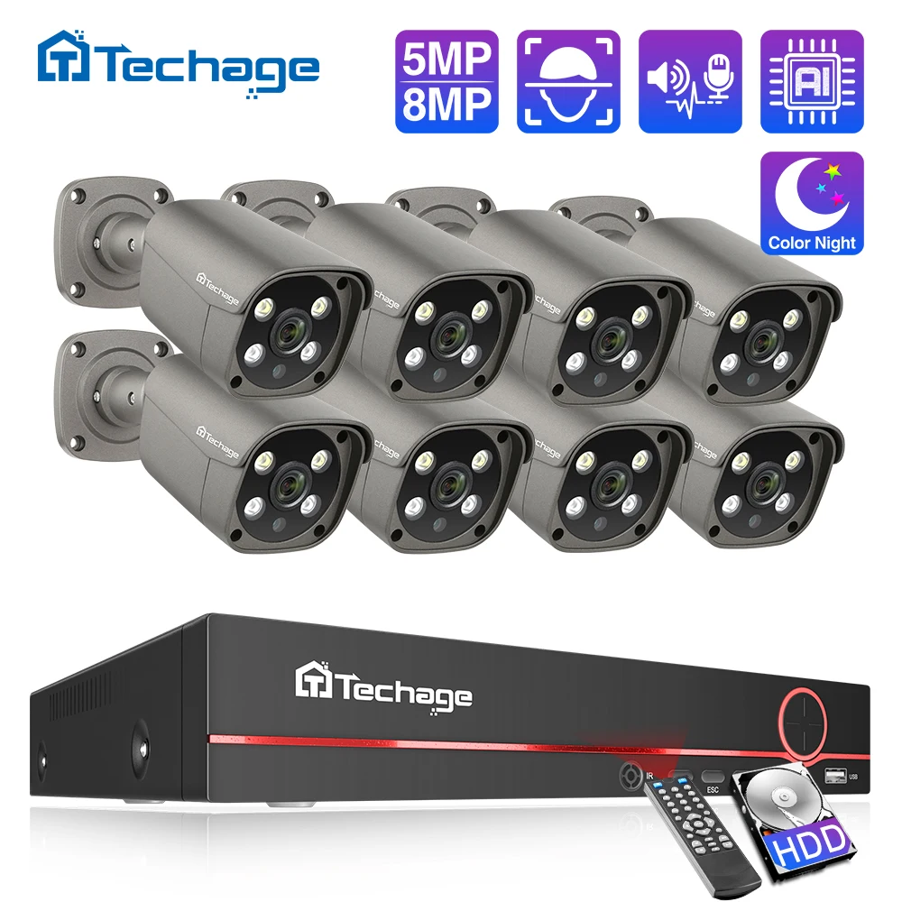 Techage 8CH 5MP 8MP Security C - Home Security Outdoor Camera System avaliação e preço