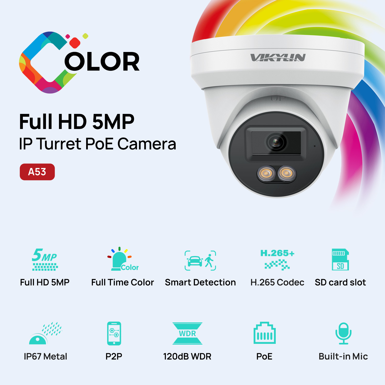 VIKYLIN 5MP IP Security Camera - Home Security Service avaliação e preço