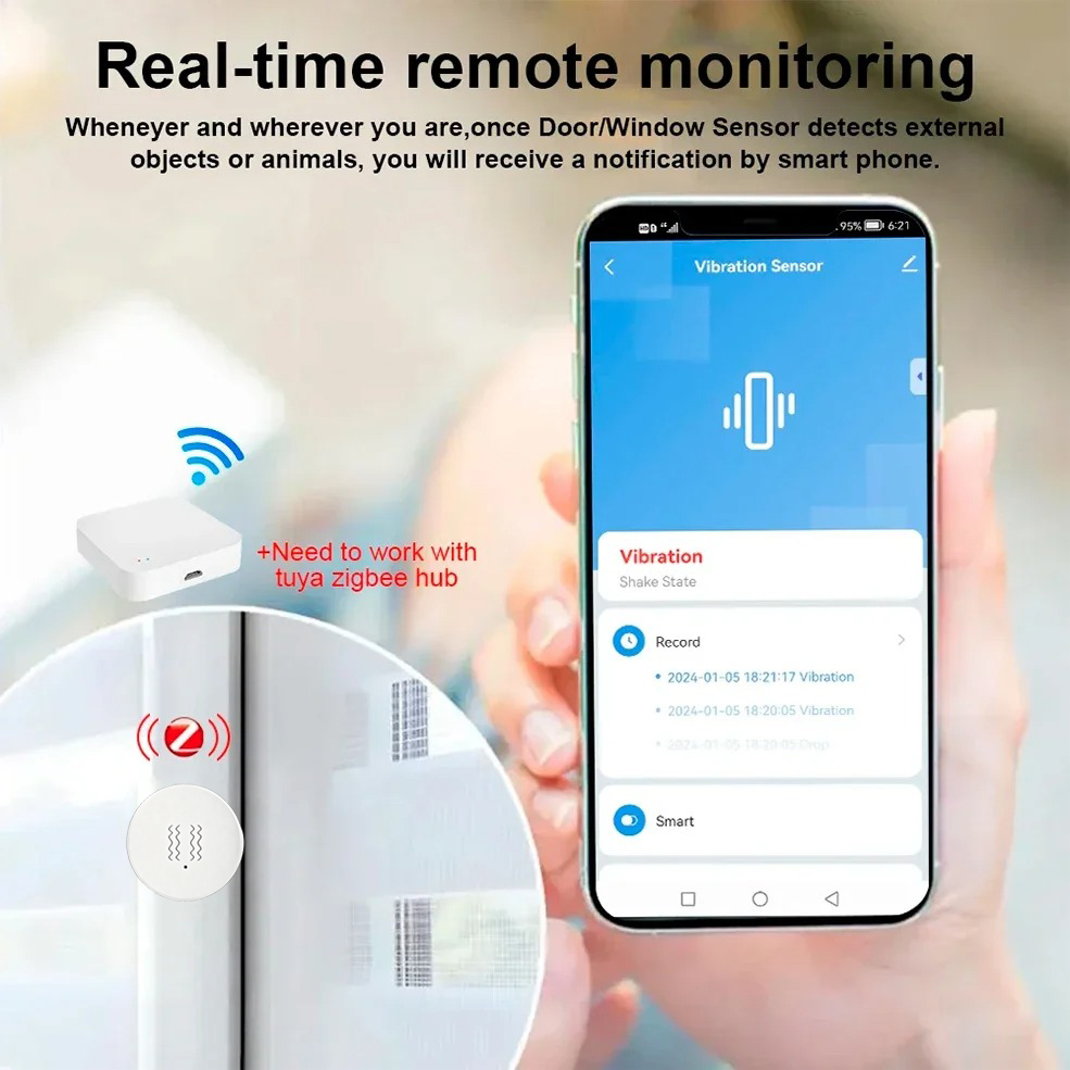 Tuya ZigBee Smart Vibration &  - Home Security Services avaliação e preço