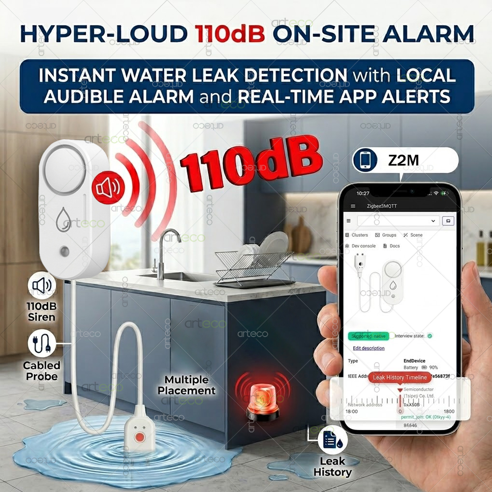 Zigbee Water Leak Detector Sma - Home Security Device avaliação e preço