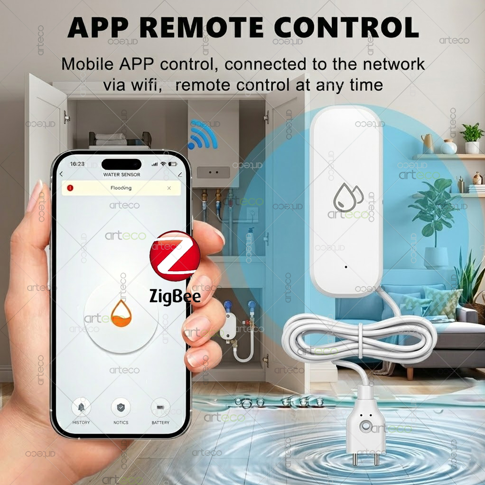 Zigbee Water Leak Detector Sma - Home Security Device avaliação e preço