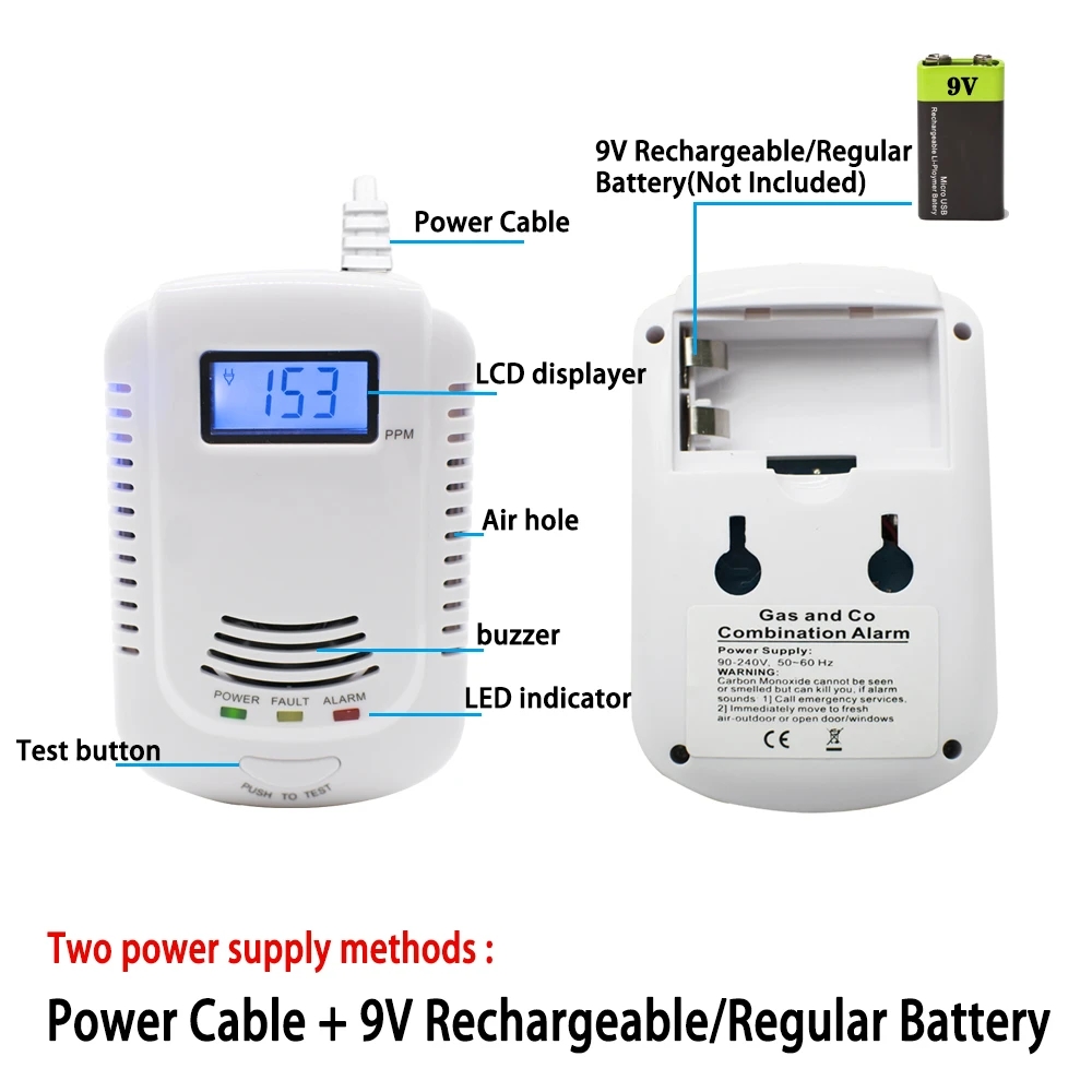 New CO Leak Detector 2-in-1 Ca - Home Security Device avaliação e preço